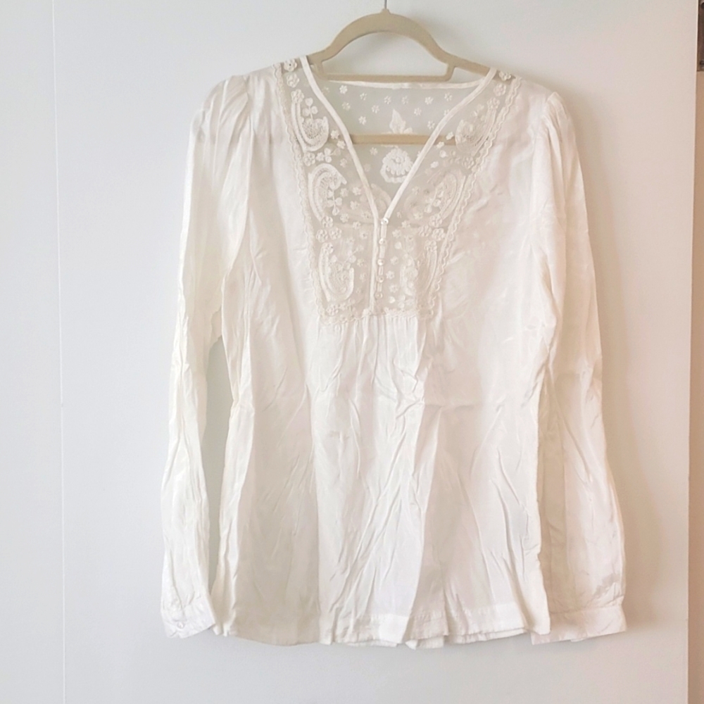 Mixed Viscose and Lace Blouse